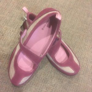 Land's End Grape / Violet Suede & Linen Mary Janes